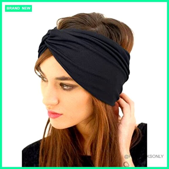 Polyester Spandex Wide Headbands Non-Slip Workout Turban Wrap main image 3